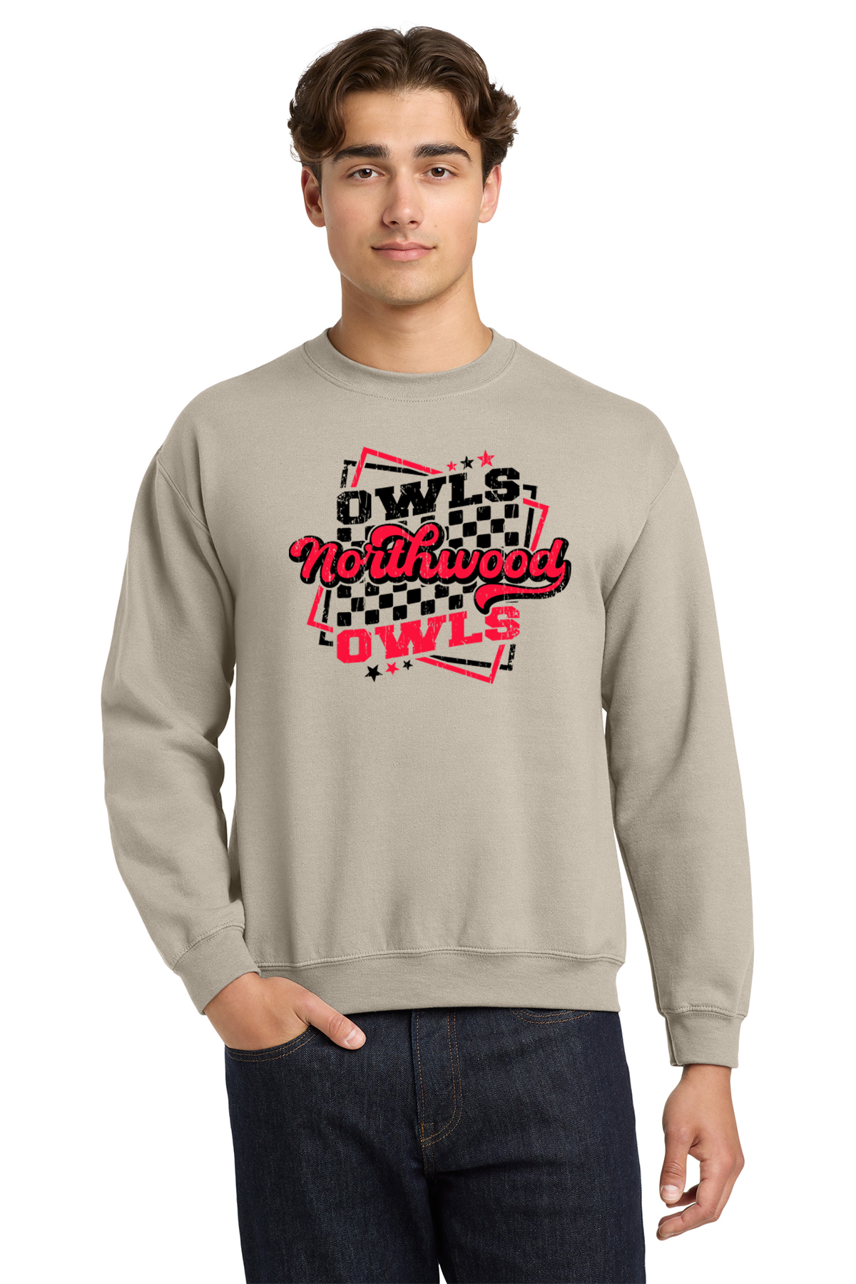 Northwood Owls Checkered Crewneck