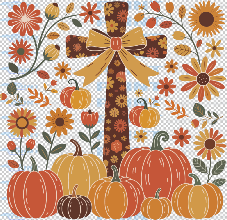 Boho Floral Fall Pumpkin Jesus