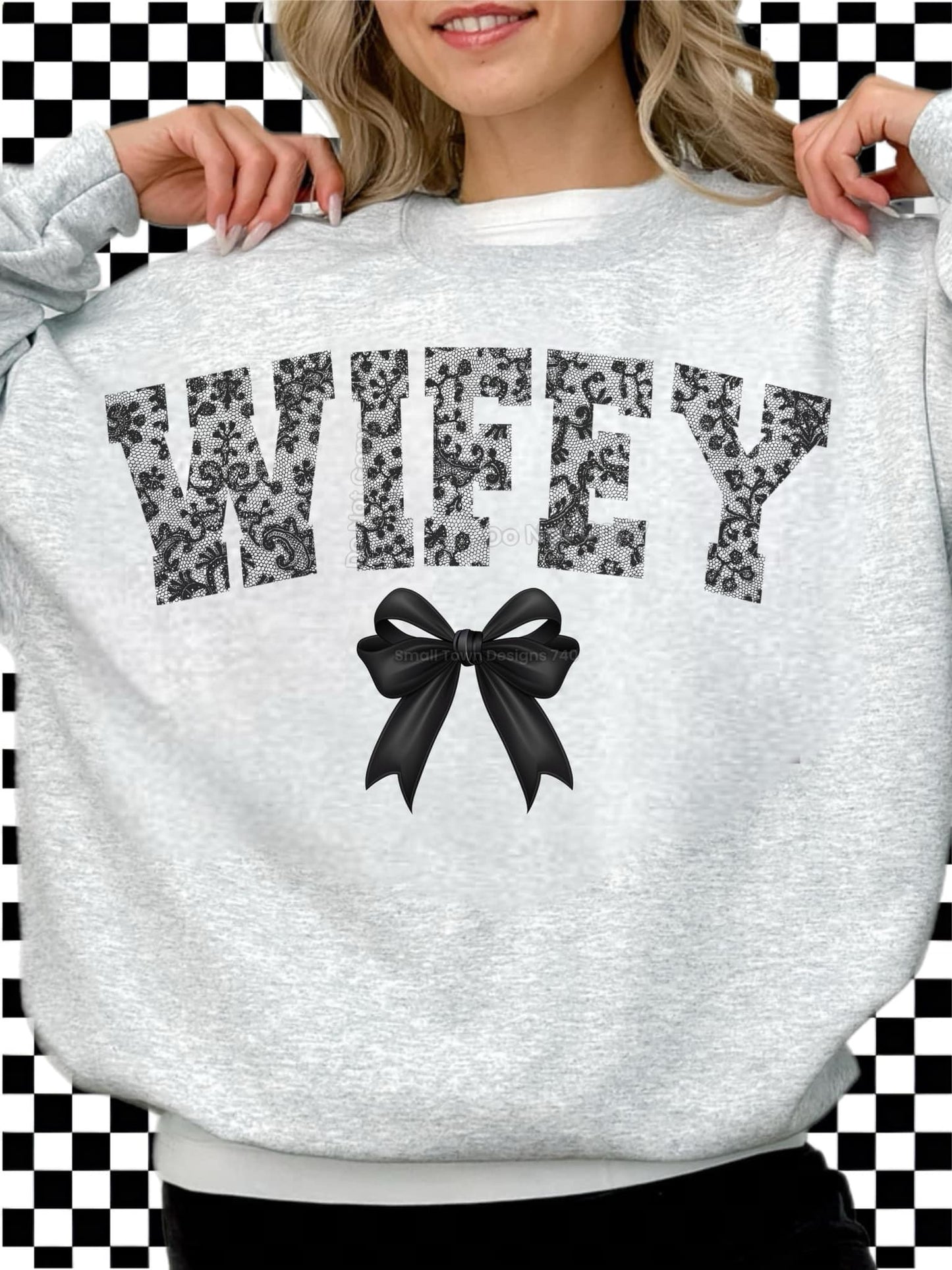 Black Lace Black Bow Family Crewneck