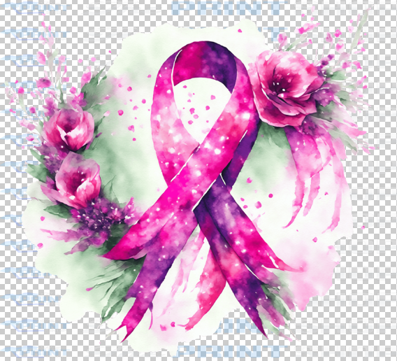 Pink Ribbon with Flowers