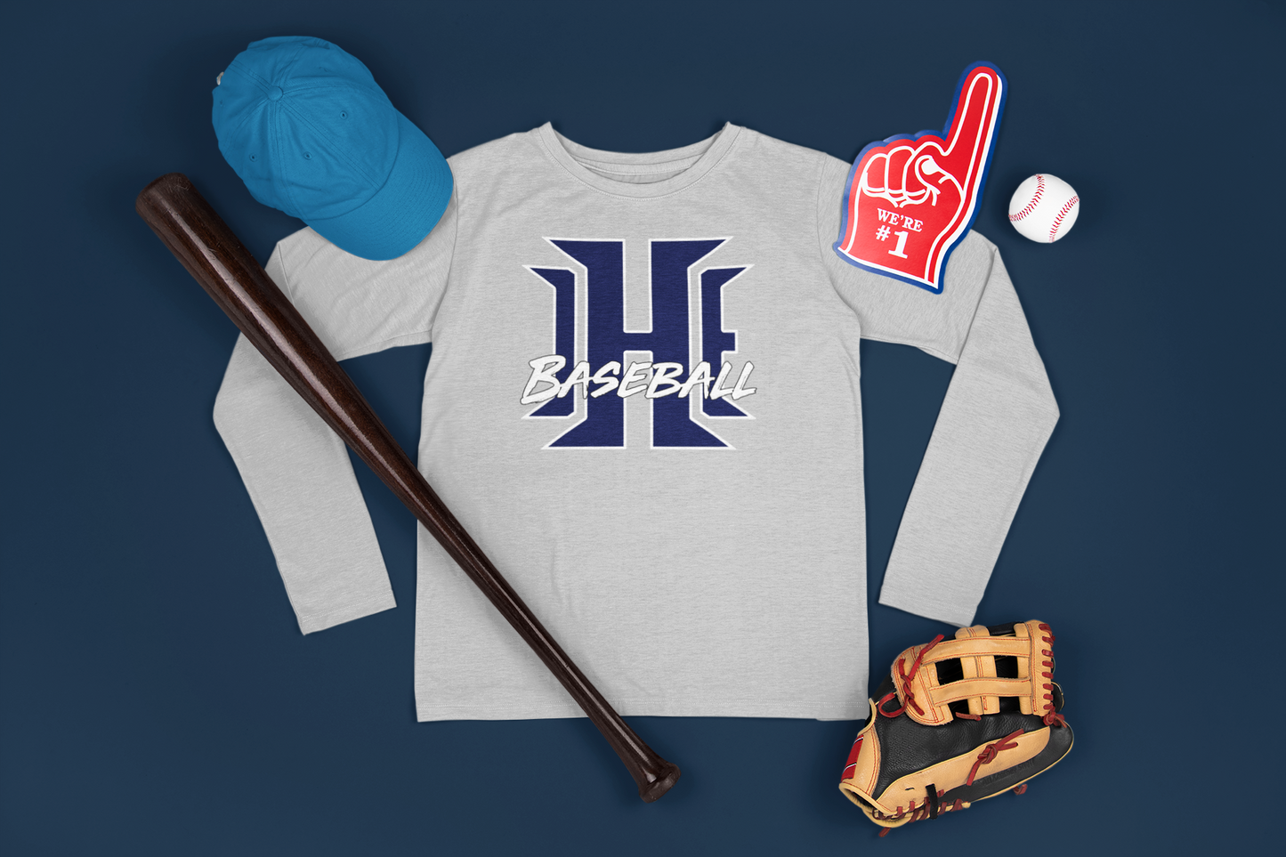 IHE Baseball logo Gray Long Sleeve